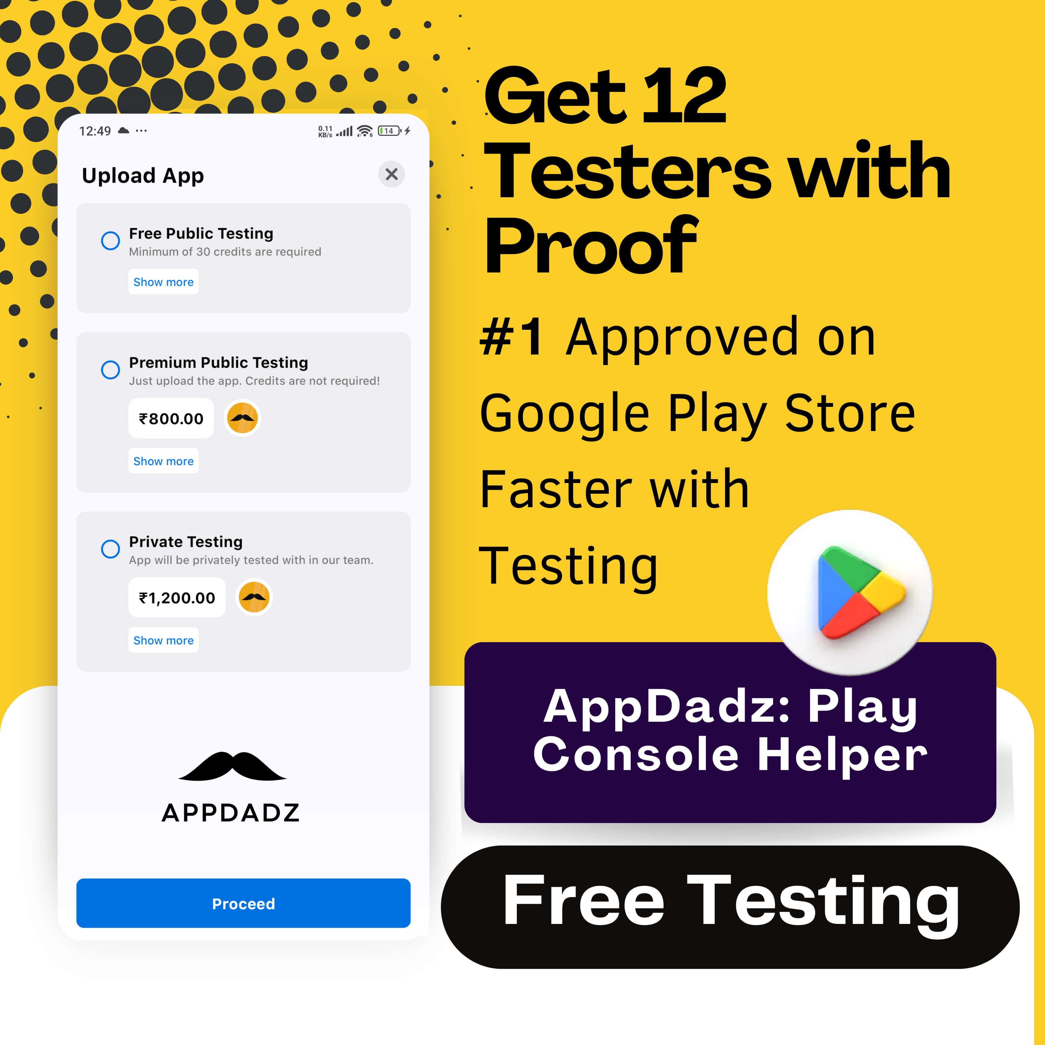 Illustration of fast Google Play approval process with real testers and bug fixes