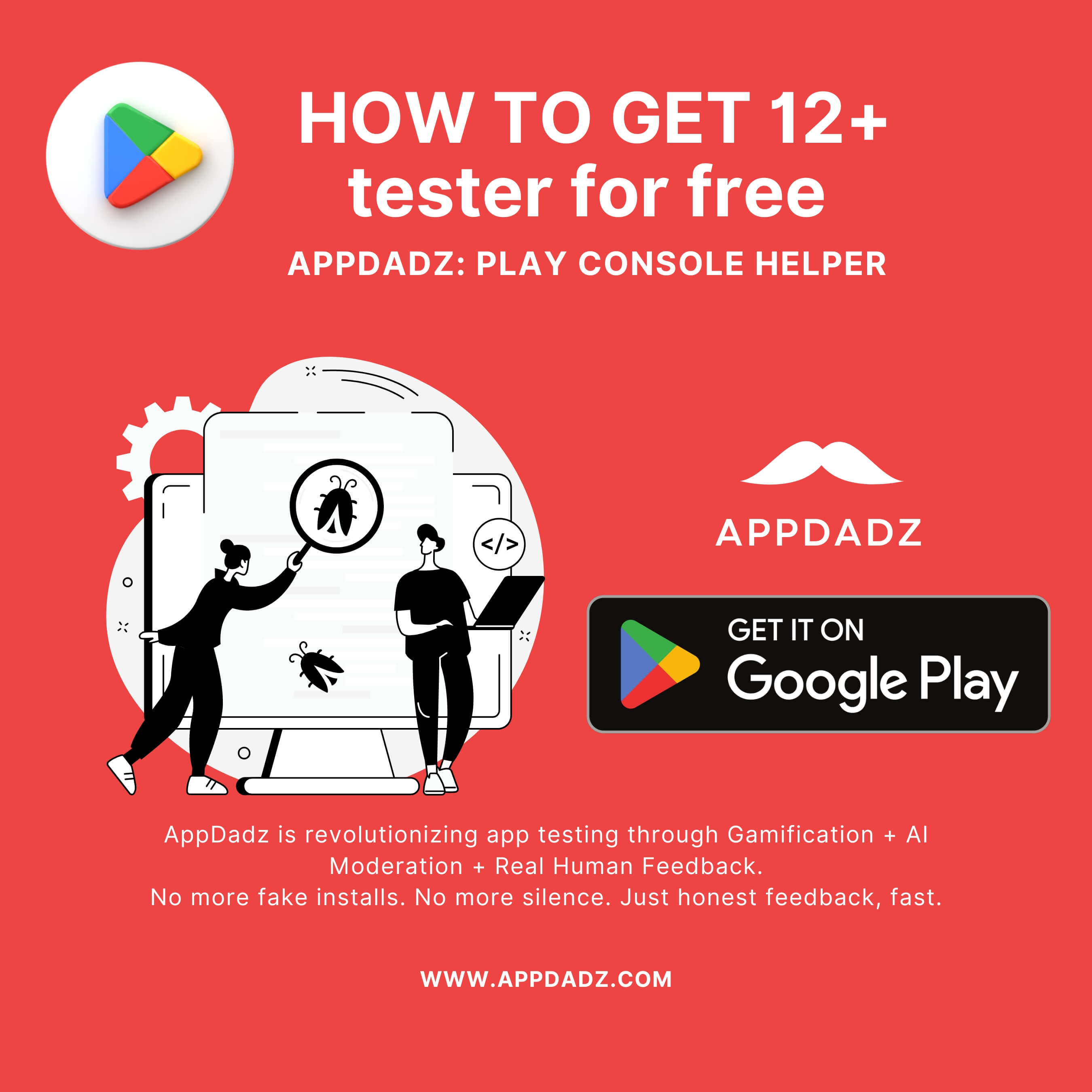 AppDadz tester proof screenshots with day-wise reports for 12+ testers