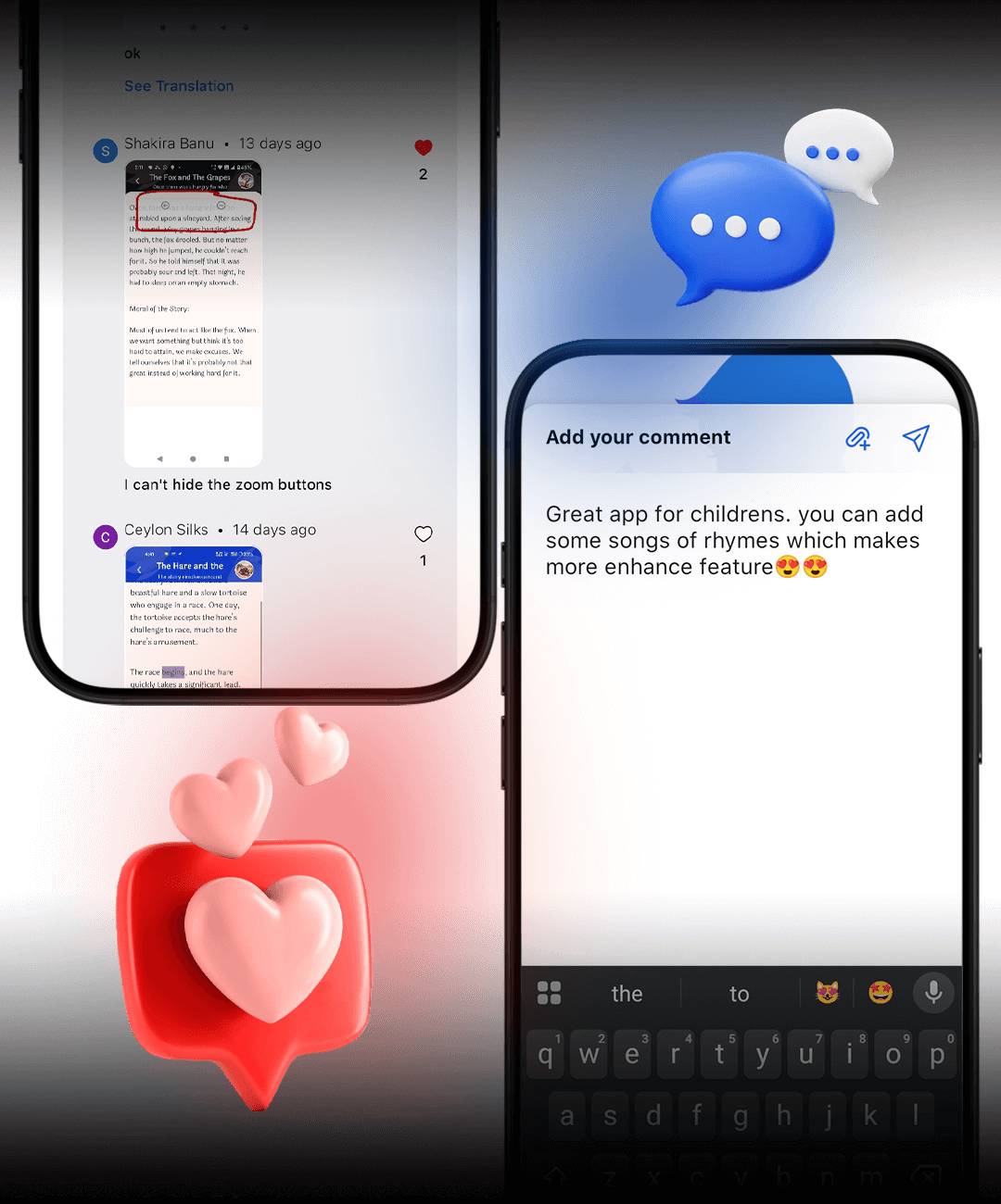 AppDadz comments and likes feature for app testing and developer feedback