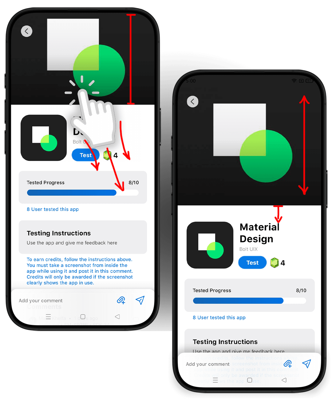 AppDadz custom elastic view for iOS-style swipe to refresh in app UI design