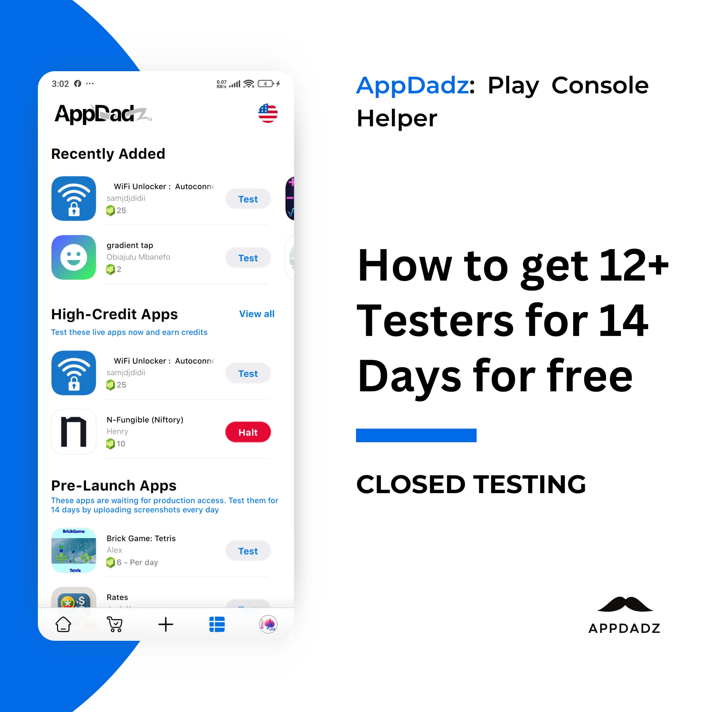AppDadz tester proof screenshots with day-wise reports for 12+ testers
