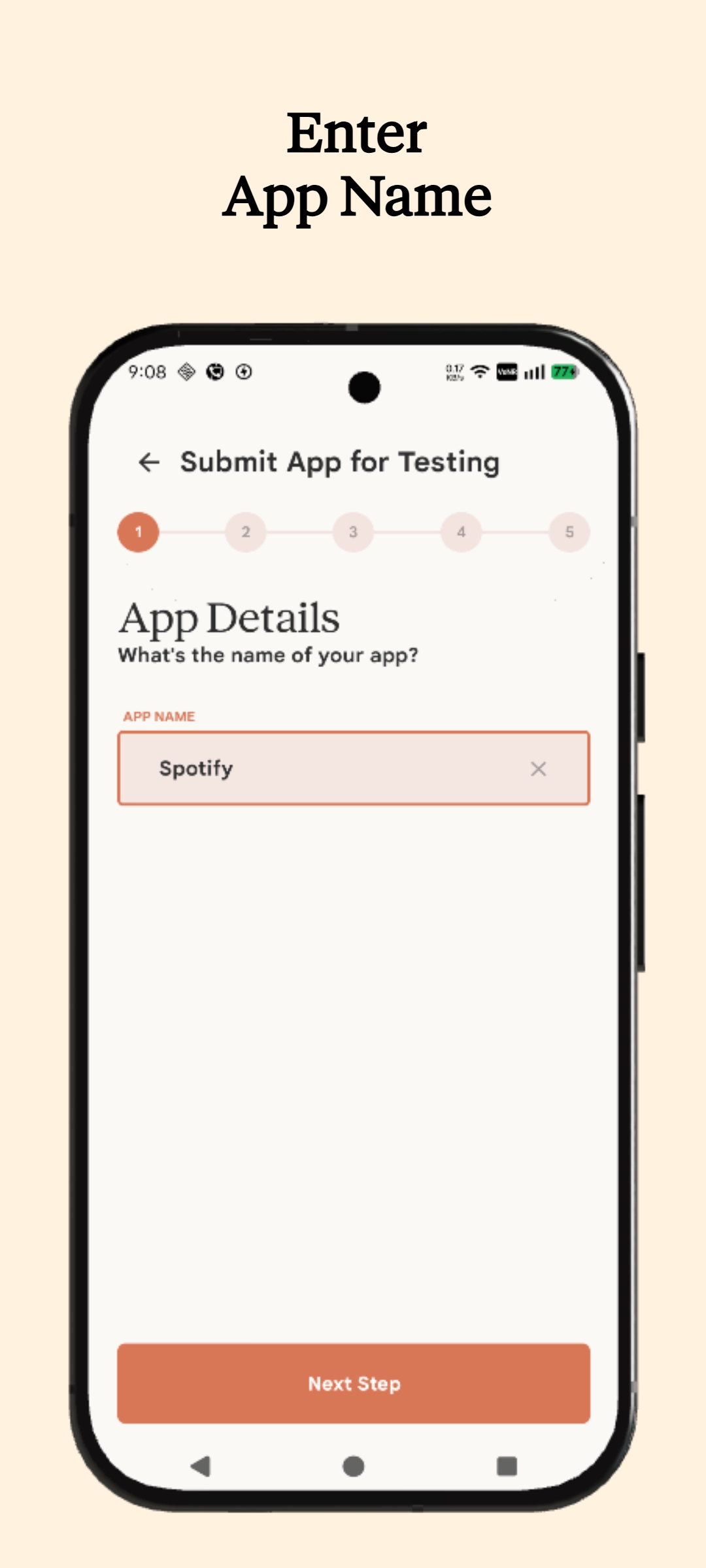 Submit app details in Testers Plus