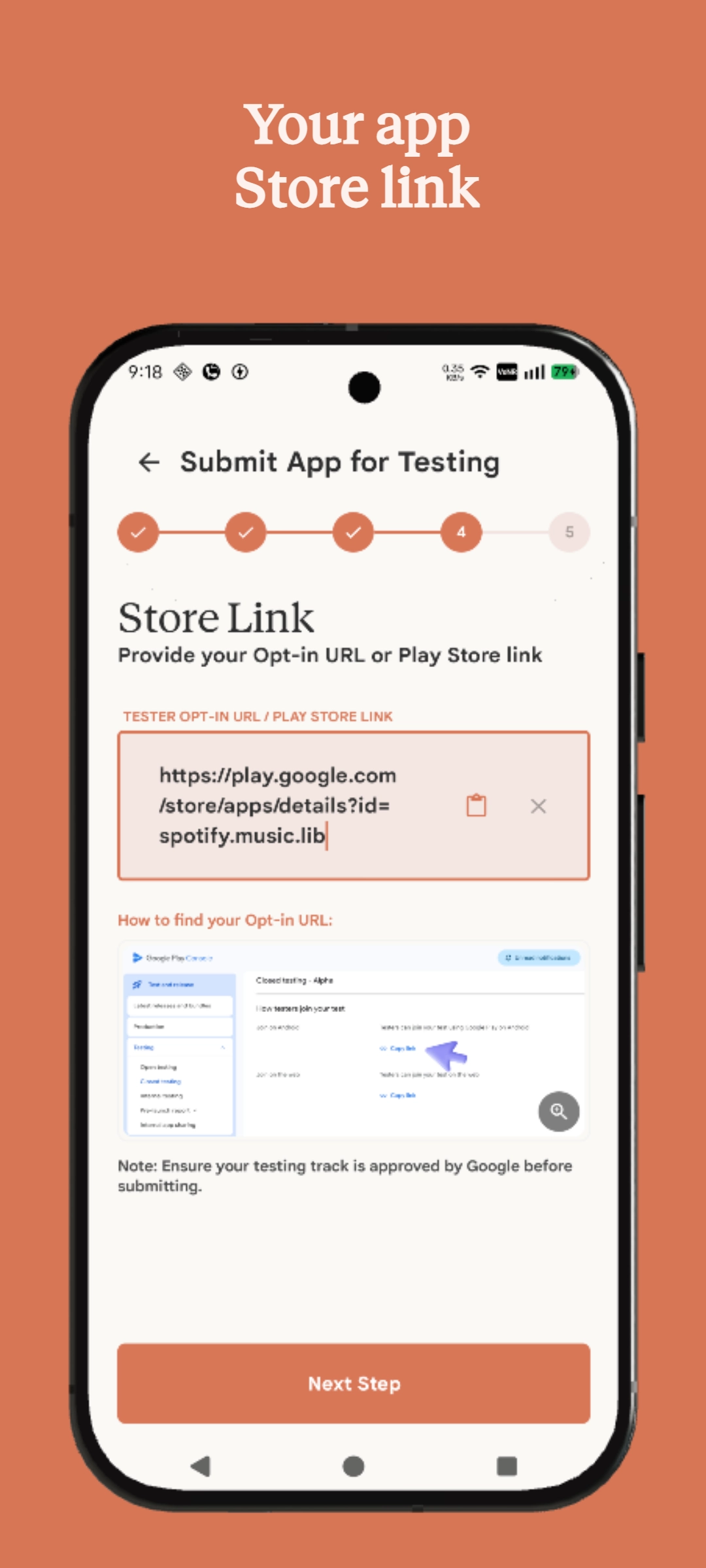 Add a Play Store testing link
